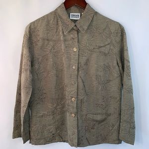 CHICO"S 0 Shirt Jacket SILK LINEN Beige Embroider